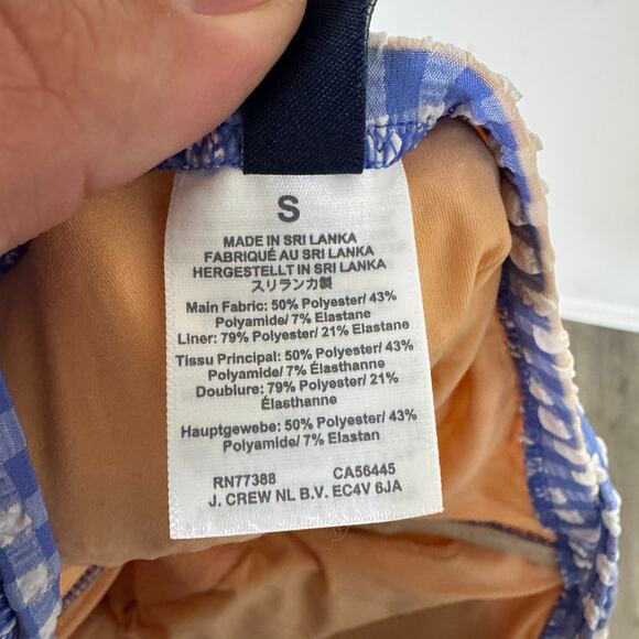 J.Crew Strapless Seersucker Halter One-Piece Swimsuit WMNS S Blue White Gingham - Picture 9 of 11